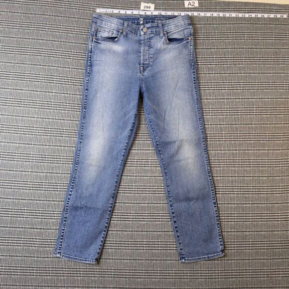 7 For All Mankind Women's Jeans Light Wash Denim Skinny Fit Stretch Size 30 - Picture 1 of 11